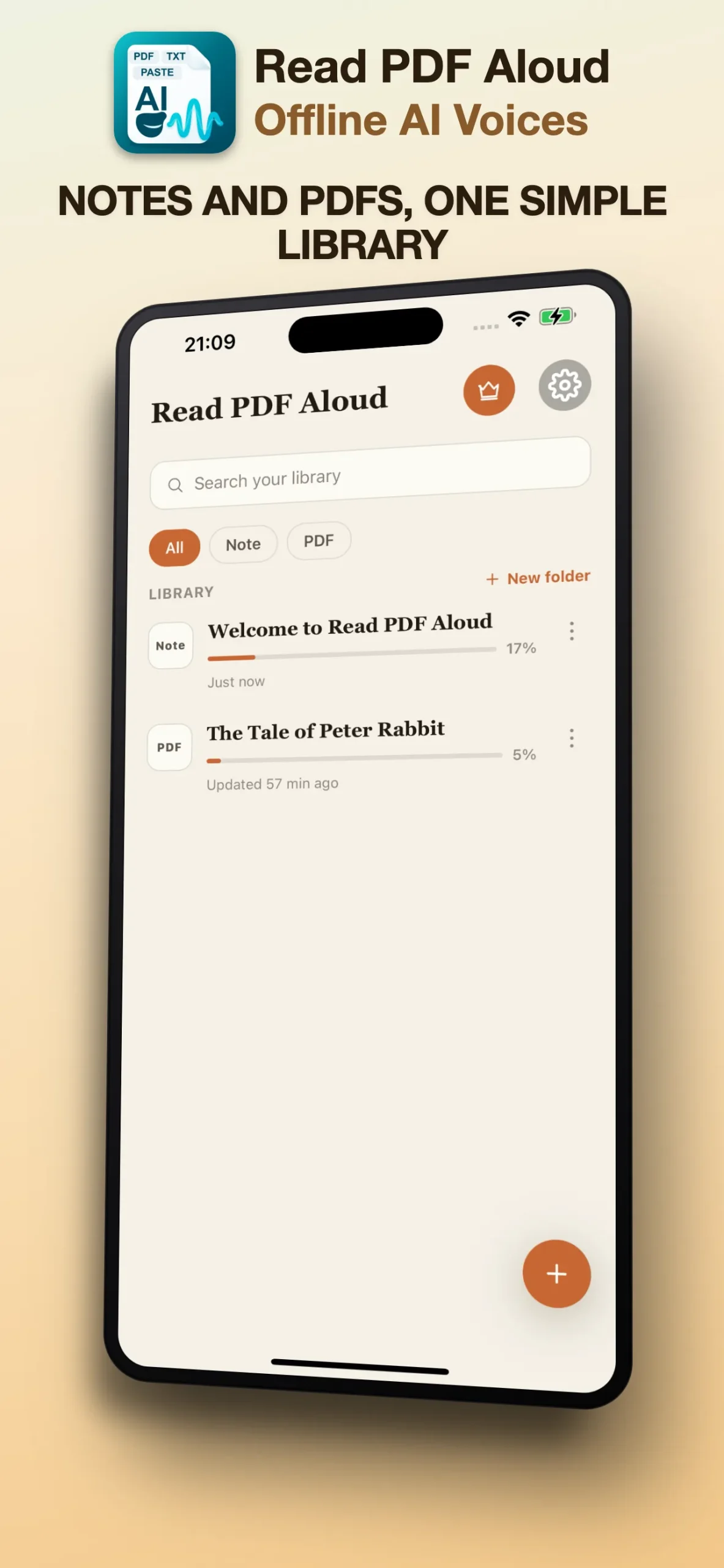 Document library in Read PDF Aloud
